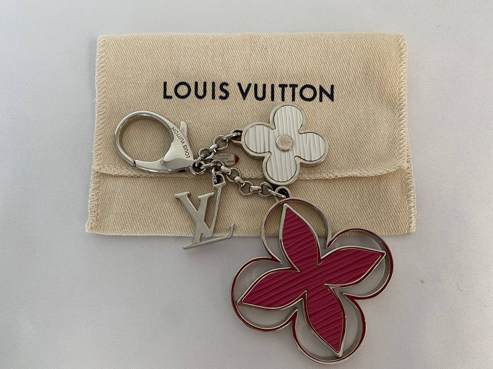 Louis Vuitton Black Fleur d'Epi Key Holder & Bag Charm Louis