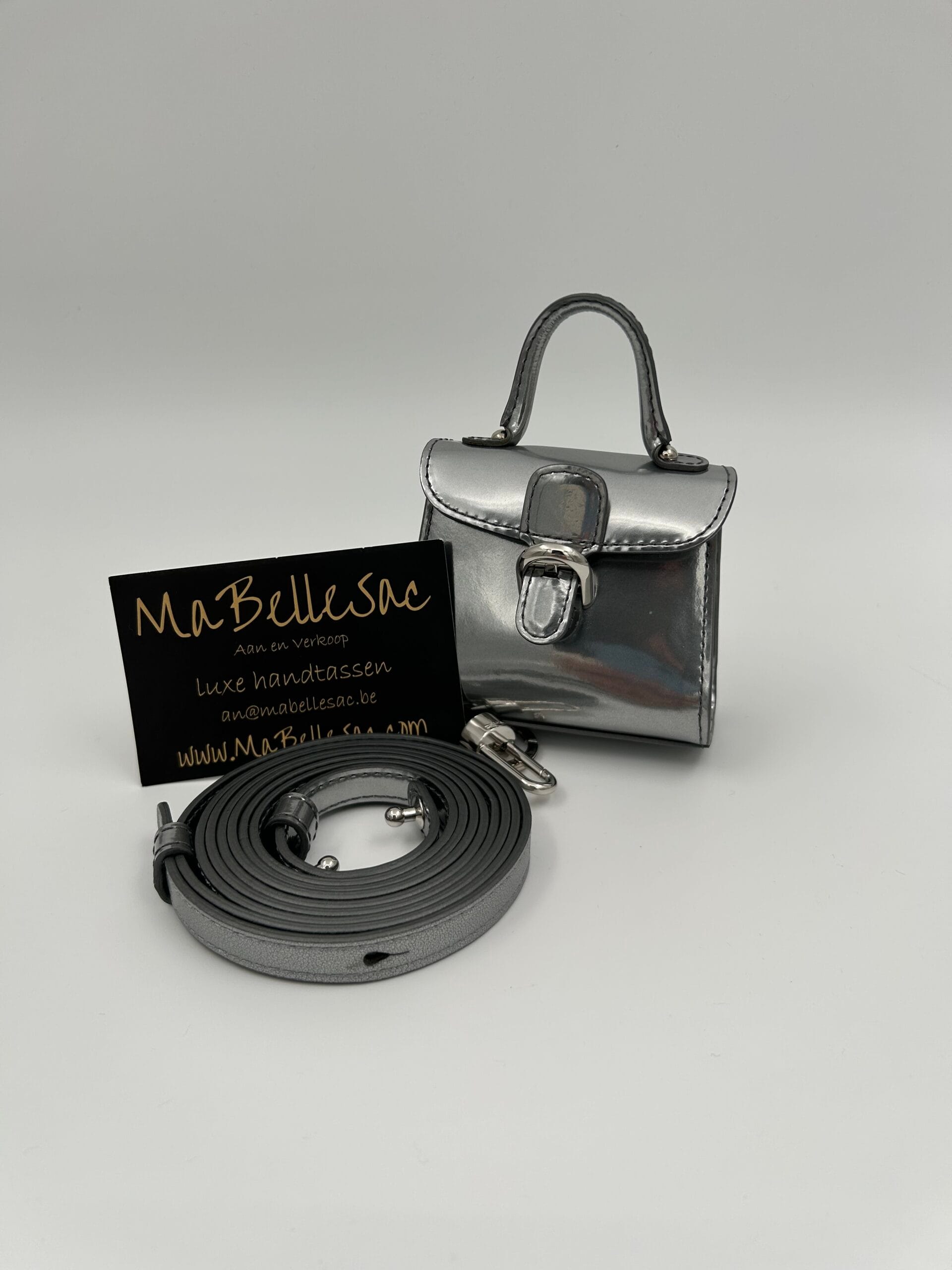 Delvaux Brillant Charm silver metal met draagriem